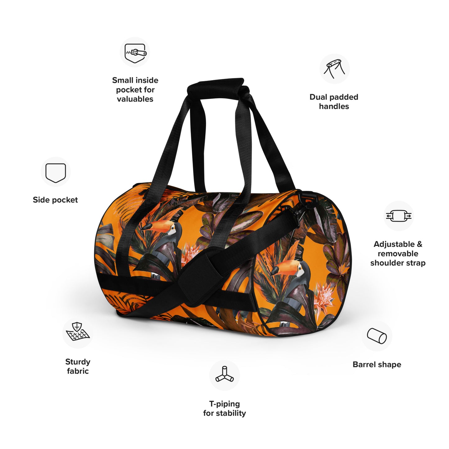 Floral Fusion All-Over Print Gym Bag – Chic & Stylish Gym Gear for Every Workout
