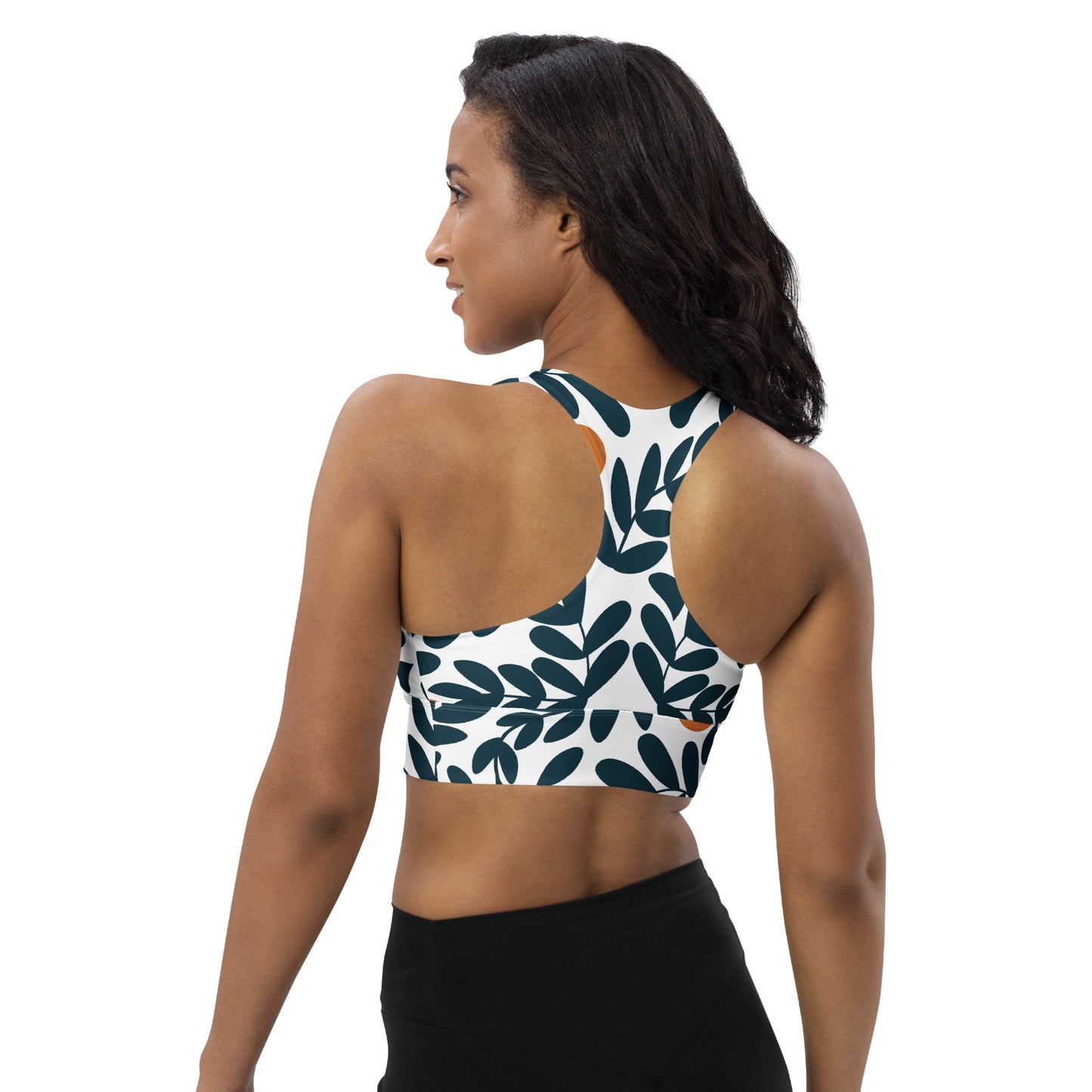 Leaf Print Longline Sports Bra – Stylish & Supportive Activewear for Women