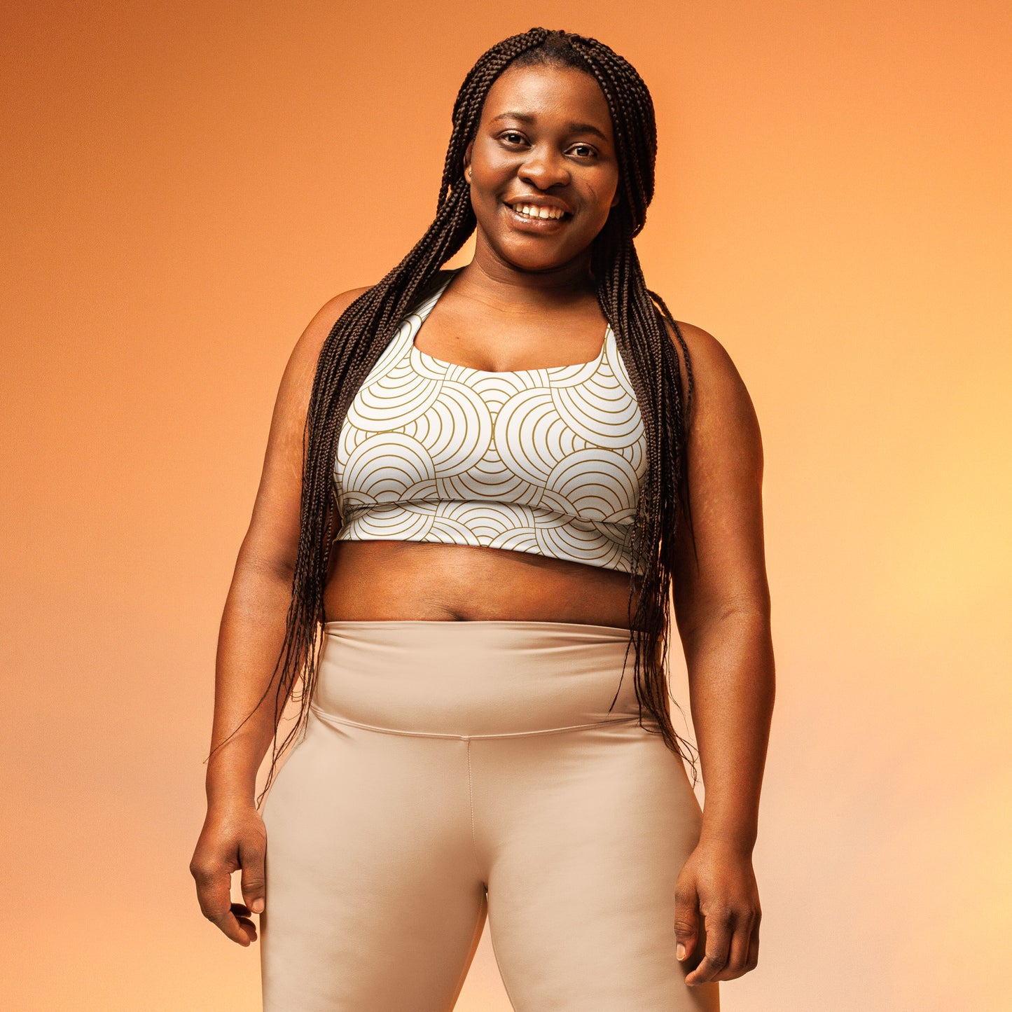 Gold and White - Longline sports bra
