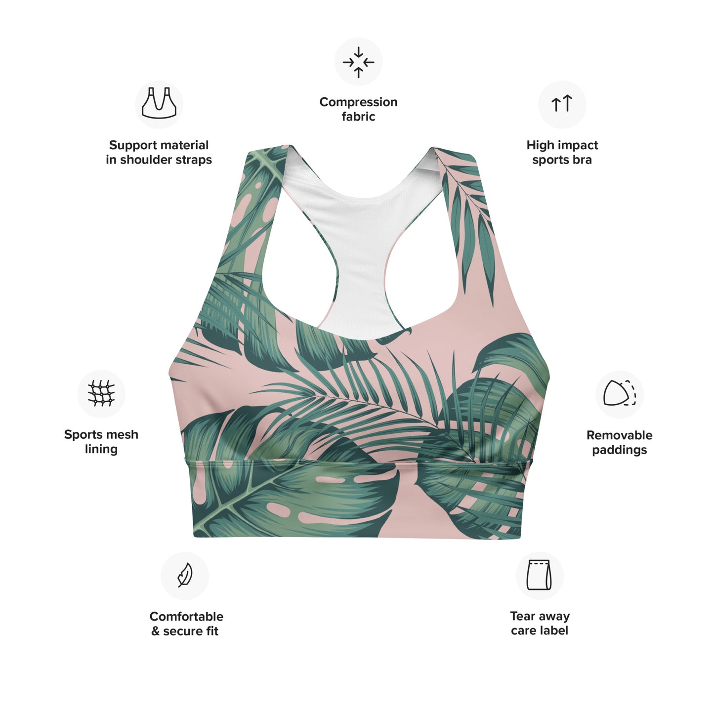 Pink Paradise - Longline sports bra