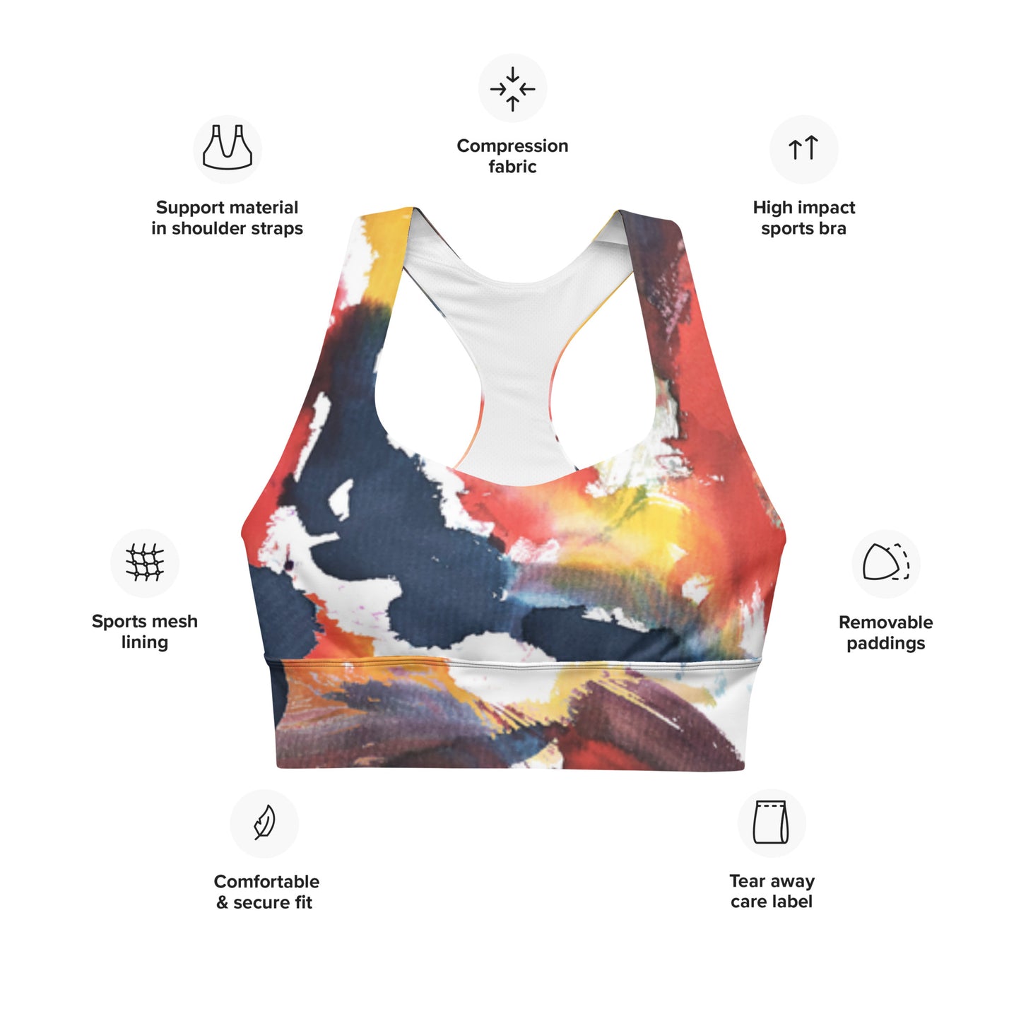 Color Splash - Longline Sports Bra | Stylish & Supportive
