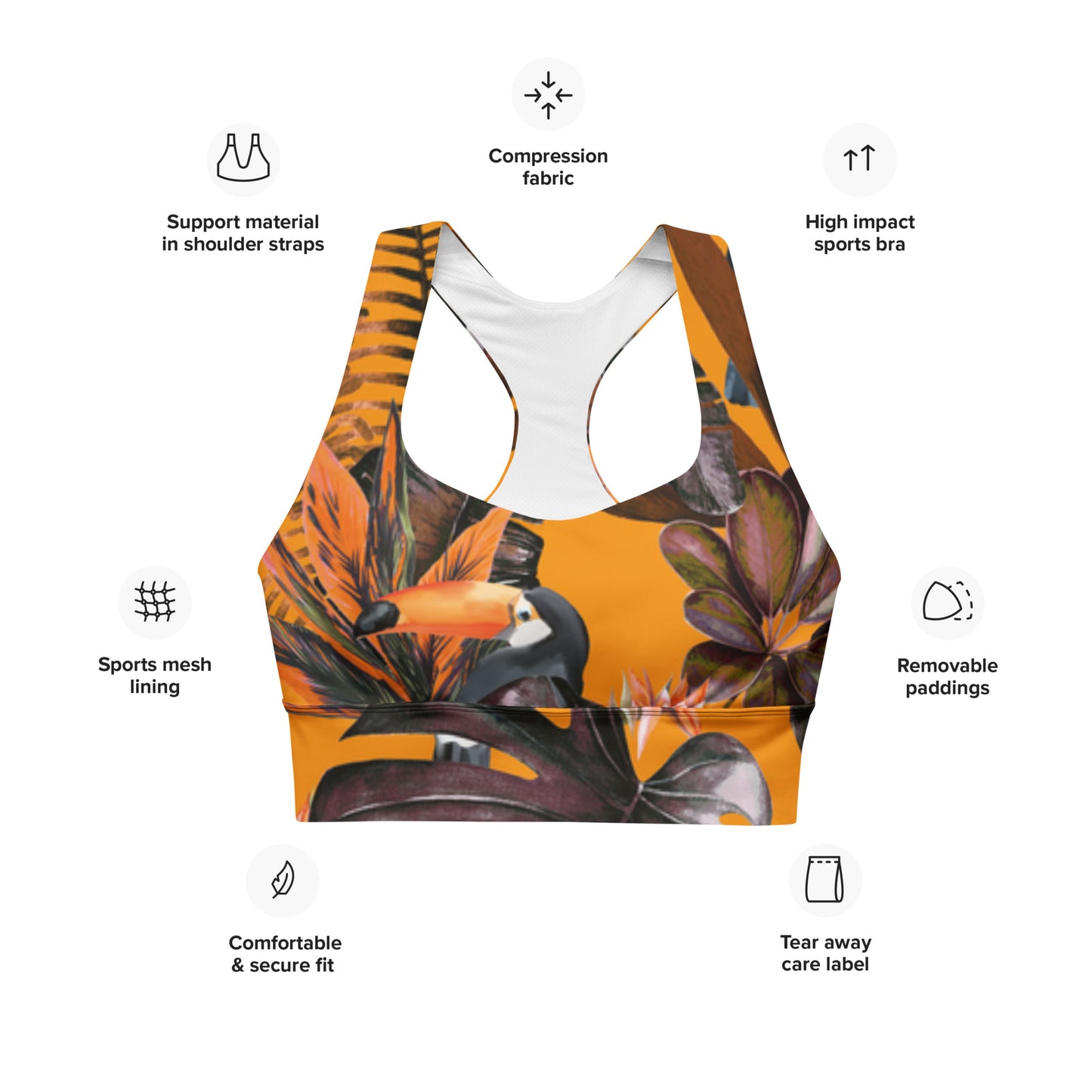Floral Fusion Longline Sports Bra - Stylish and Supportive Activewear