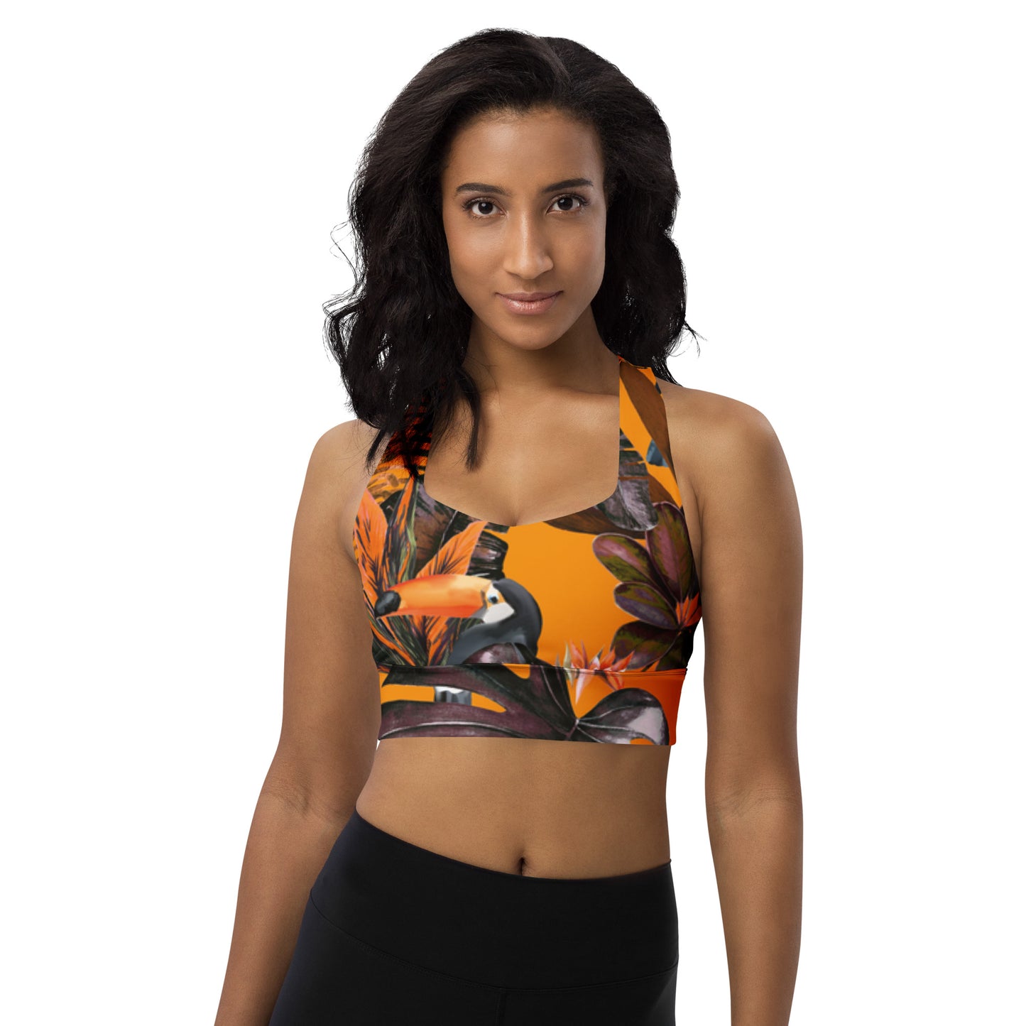 Floral Fusion Longline Sports Bra - Stylish and Supportive Activewear