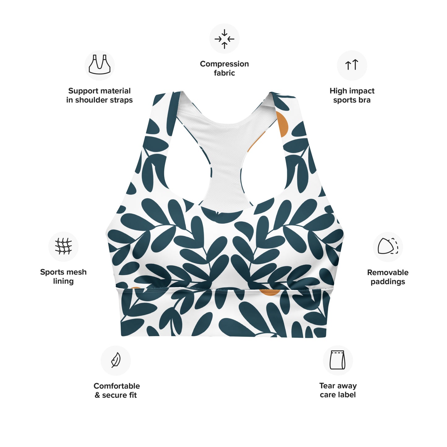 Leaf Print Longline Sports Bra – Stylish & Supportive Activewear for Women