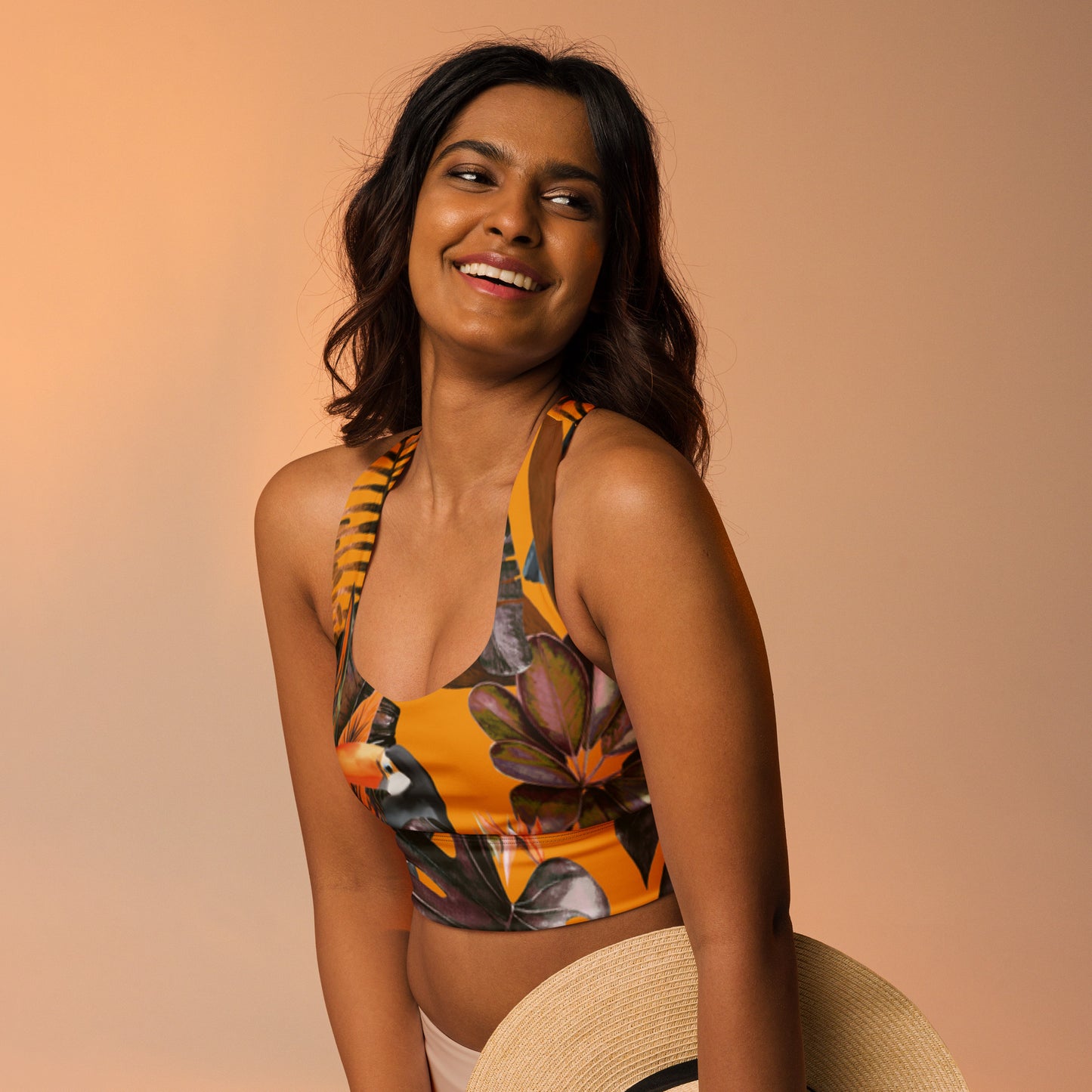 Floral Fusion Longline Sports Bra - Stylish and Supportive Activewear