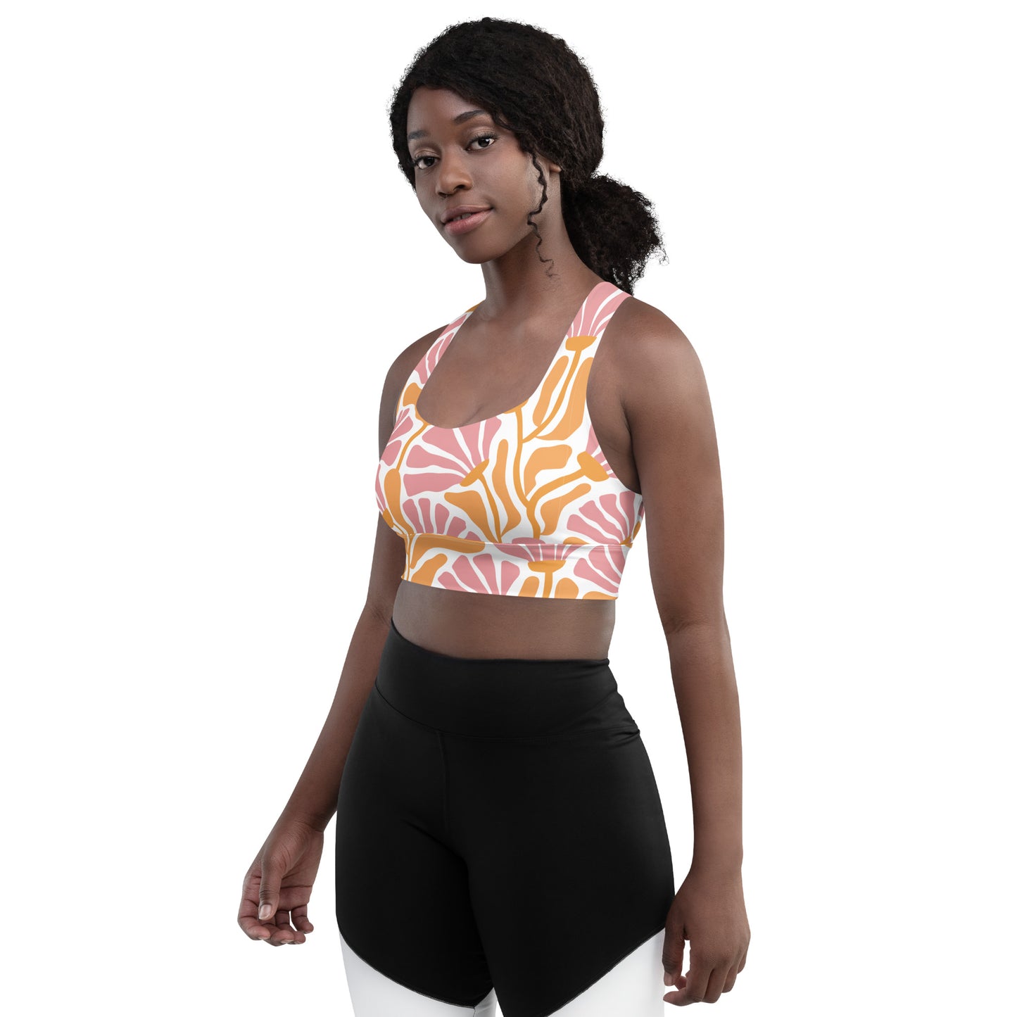 Floral Serenity Longline Sports Bra – Stylish & Supportive Activewear for Every Workout