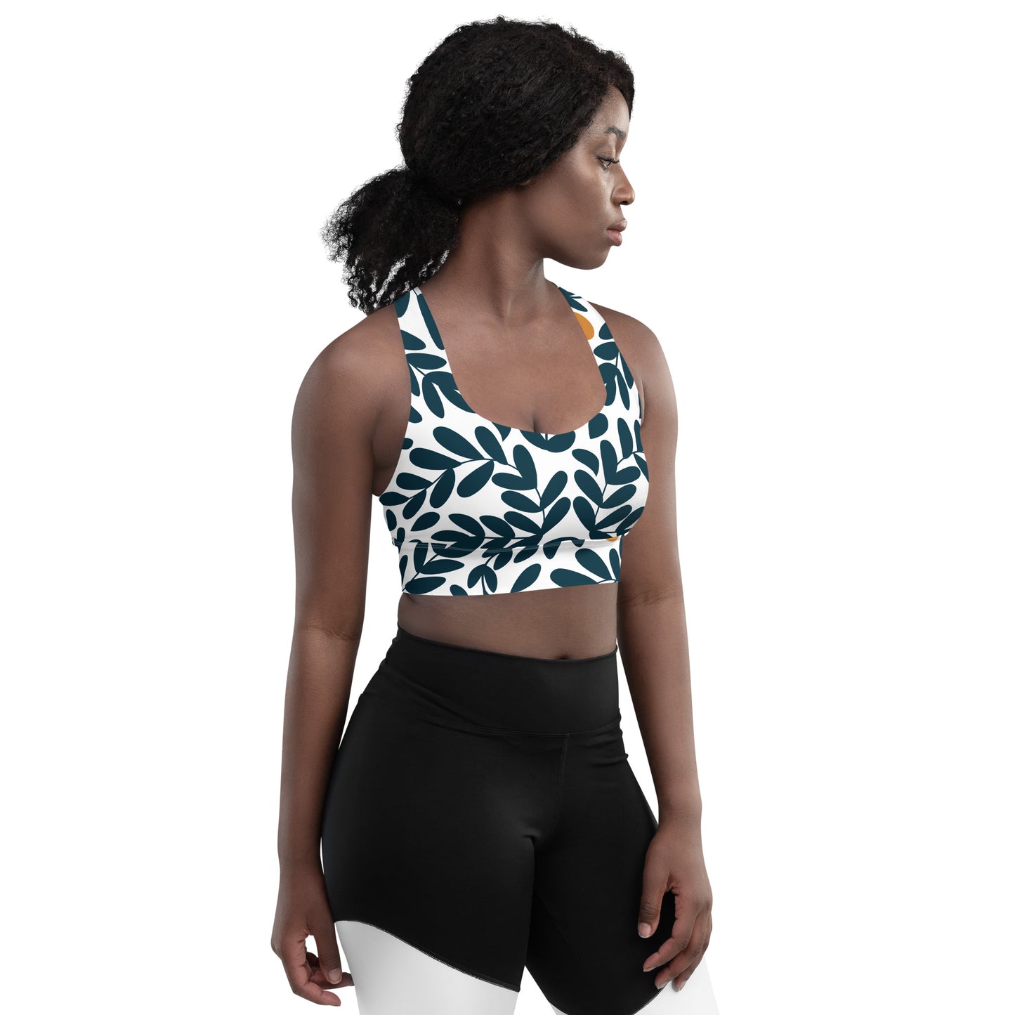 Leaf Print Longline Sports Bra – Stylish & Supportive Activewear for Women