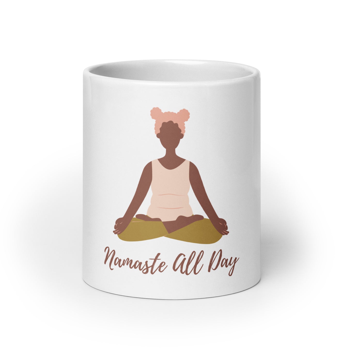 Namaste All Day - White glossy mug