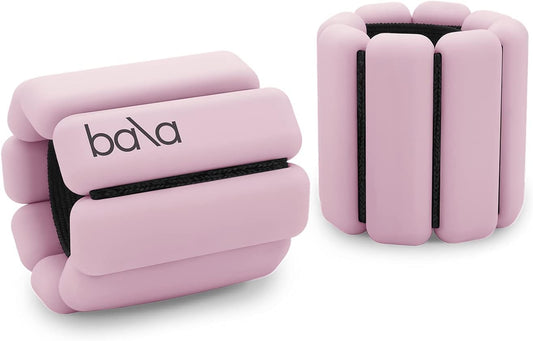 Bala Bangles As Seen On Shark Tank | Fully Adjustable Wrist & Ankle Weights | Yoga, Dance, Barre, Pilates, Cardio, Aerobics, Walking, 1 Pound Each, 2 Per Set (Blush Pink)