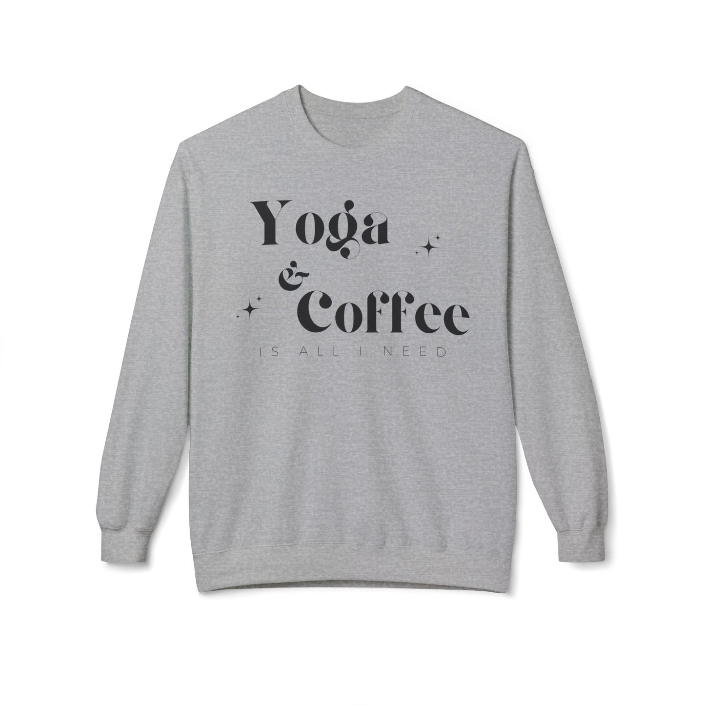 Yoga & Coffee Sweatshirt from Urban Rhythm Shop, cozy and stylish for yoga enthusiasts and coffee lovers.