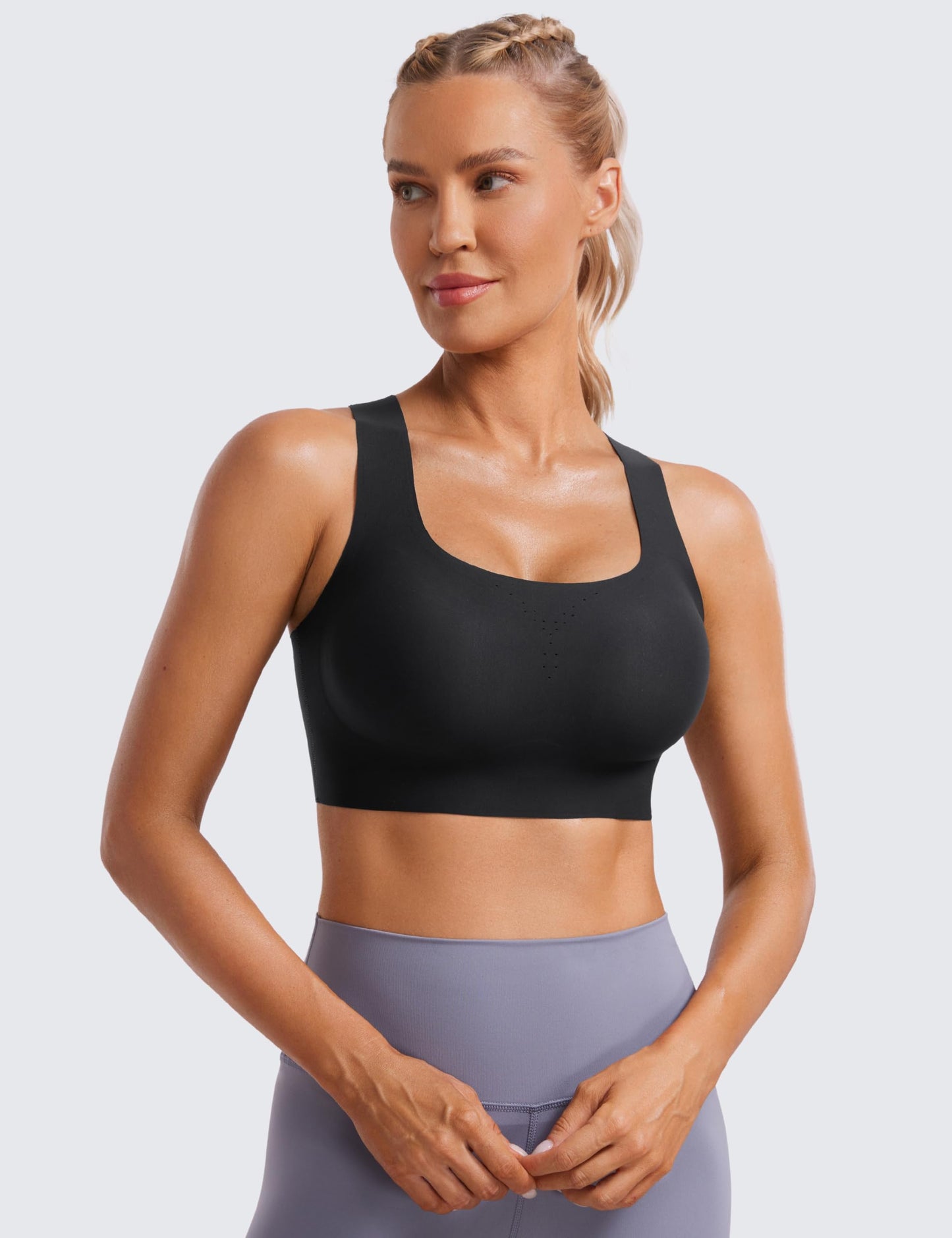 CRZ YOGA Women's Flex Sculpt Racerback Sports Bra High Impact Padded Gymnastics Running Top