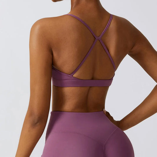 FlowLite Sports Bra – Light Support Cross-Back Yoga Top