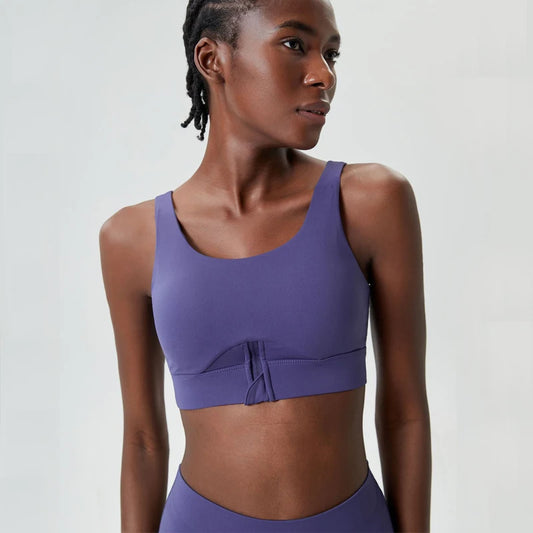 High Impact Half-Zip Sports Bra – Buttery Soft Yoga & Fitness Crop Top